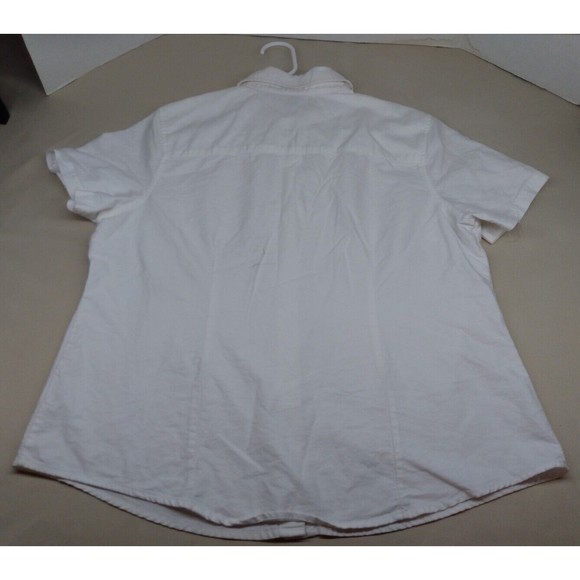 Basic Editions Collared Button Up Girls Large White Short Sleeve Dress Shirt - Picture 7 of 12